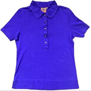 TORY BURCH Golf Polo Preppy Style Top/Shirt With Cap Sleeves Purple Size Large